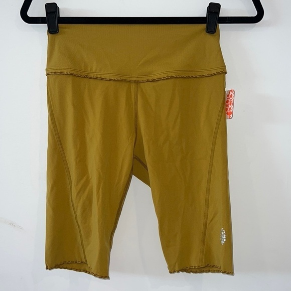 FREE People Yellow Mustard Heart Rate Biker Shorts Size Small in Alchemy - Picture 3 of 15